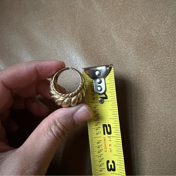 Chunky gold boho statement ring textured crossaint vintage 80s modern layering